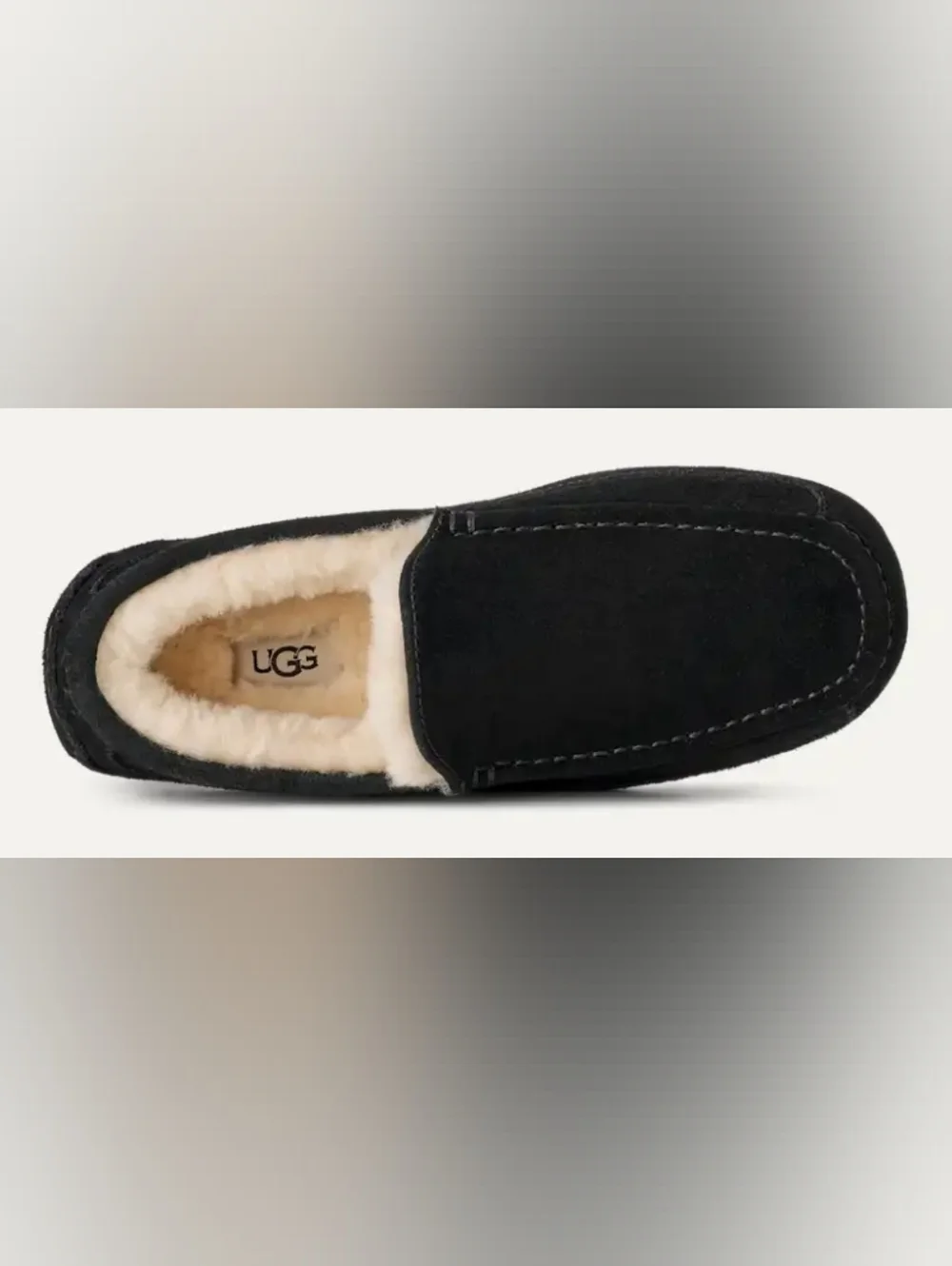 UGG Ascot Black Moccasin Suede Slippers Men's Size 8 NWOT MSRP $119.95